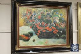 An Artagraph Edition: still life with flowers, framed.