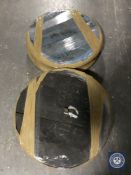 Four oak whiskey barrel lids
