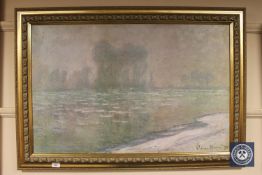 An Artagraph Edition: Misty canal scene, framed.