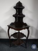 A Victorian mahogany five-tier corner whatnot stand