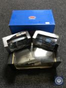 Five boxed die cast vehicles; Burago Ferrari Testarossa, Jaguar Coupe,