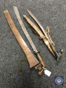 A late 19th century Malayan Parang sword, with 64cm single-edged blade,