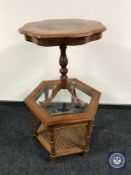 An Italian style wine table and a hexagonal glass topped coffee table