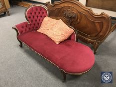 A Victorian style button back chaise longue