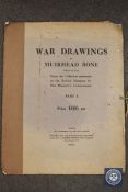A folio of War Drawings by Muirhead Bone, part 1, together with a rolled map of Northumberland.