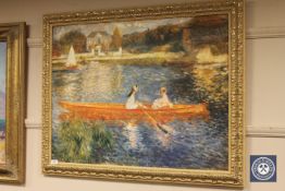 An Artagraph Edition: figures in a boat, framed.