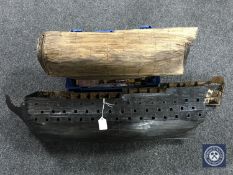 A part build of HMS Victory and basket of accompanying magazines and one other part build boat
