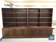 A pair of Danish mahogany bookshelves fitted cupboards below CONDITION REPORT: Each