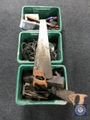 Three boxes of assorted hand tools,