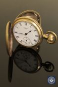 A gold plated Waltham Traveler full hunter pocket watch