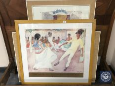 A pine framed Rivera Los Angeles Country Museum of Art framed print and two P.G.