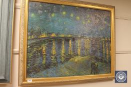 An Artagraph Edition: Moonlight on a canal, framed.