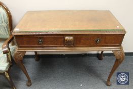 A walnut two drawer serving table,