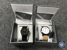 Two boxed gents Globenfeld wristwatches with guarantees