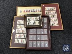 Five frames of cigarette cards; Famous Cricketers,