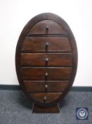 An Eastern mahogany six drawer chest CONDITION REPORT: 96cm high by 54cm wide by