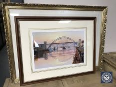 A framed I Lindsay signed print, The River Tyne,