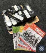 A tray containing thirty-one military collector's watches and pocket watches with magazines