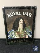 A hand-painted metal pub sign,