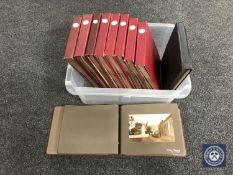 A box of ten mid 20th century photograph albums,