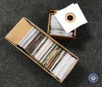 A case and box of vinyl 45 singles,