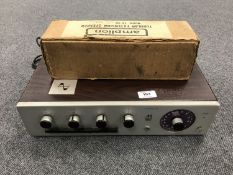 An Armstrong stereo tuner amplifier, together with Amplion tubular extension speaker model TC30.