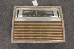 An HMV portable radio.