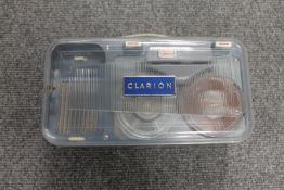 A Clarion portable reel to reel player tape recorder.