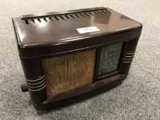 A continental brown Bakelite cased radio.