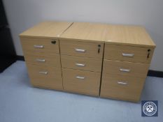 Three three-drawer office chests