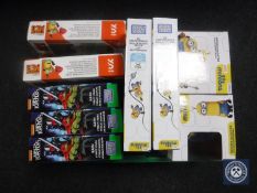 A crate of seven Minions and Turtles construction sets and two Minions remote control scooters