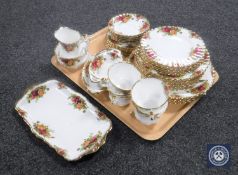 A tray of approximately forty pieces Royal Albert Old Country Roses tea china and dishes