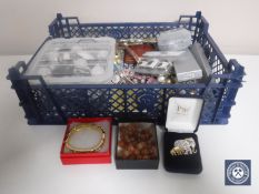 A crate of various costume jewellery