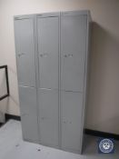 A Bisley triple section locker fitted six doors