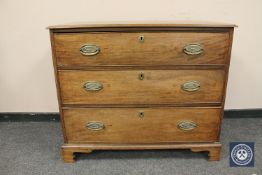 A George III mahogany chest of three drawers on bracket feet, width 100 cm.
