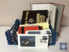 A basket containing Tower stamp album of late 19th century and later stamps - France and its