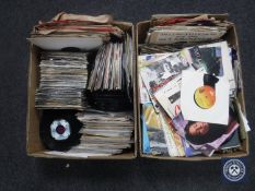 Two boxes of 45 singles and 78's - mainly 1980's