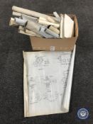 A collection of blueprints and technical drawings relating to trains