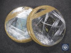 Four oak whiskey barrel lids