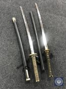 Two reproduction Japanese katanas