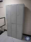 A Bisley triple section locker fitted six doors