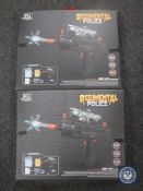 Two Regimental Police mini uzi water pellet guns