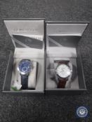 Two boxed Globenfeld watches