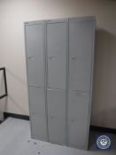 A Bisley triple section locker fitted six doors
