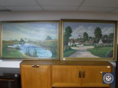 Two gilt framed continental school oils;