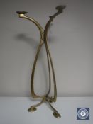 An Art Nouveau style metal jardiniere stand, height 76 cm.