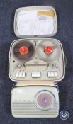 A mid 20th century Bush radio together with a cased Cossor reel to reel player