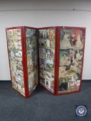 An early 20th century four fold scrap screen