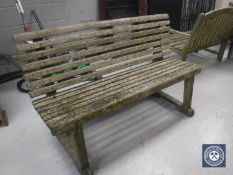 A teak garden bench