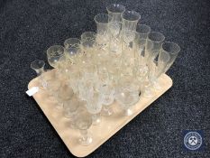 A tray of assorted drinking glasses